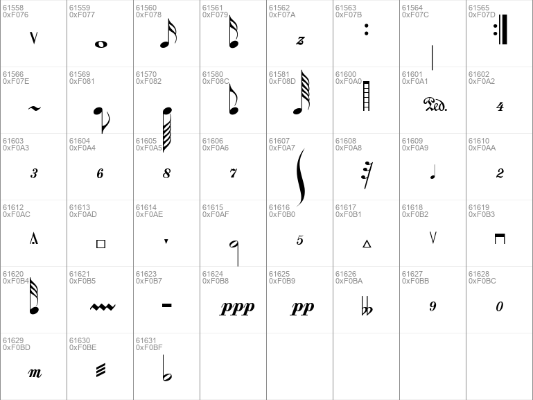 music notation font ms word